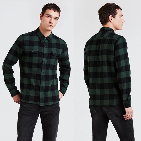 levis green check shirt